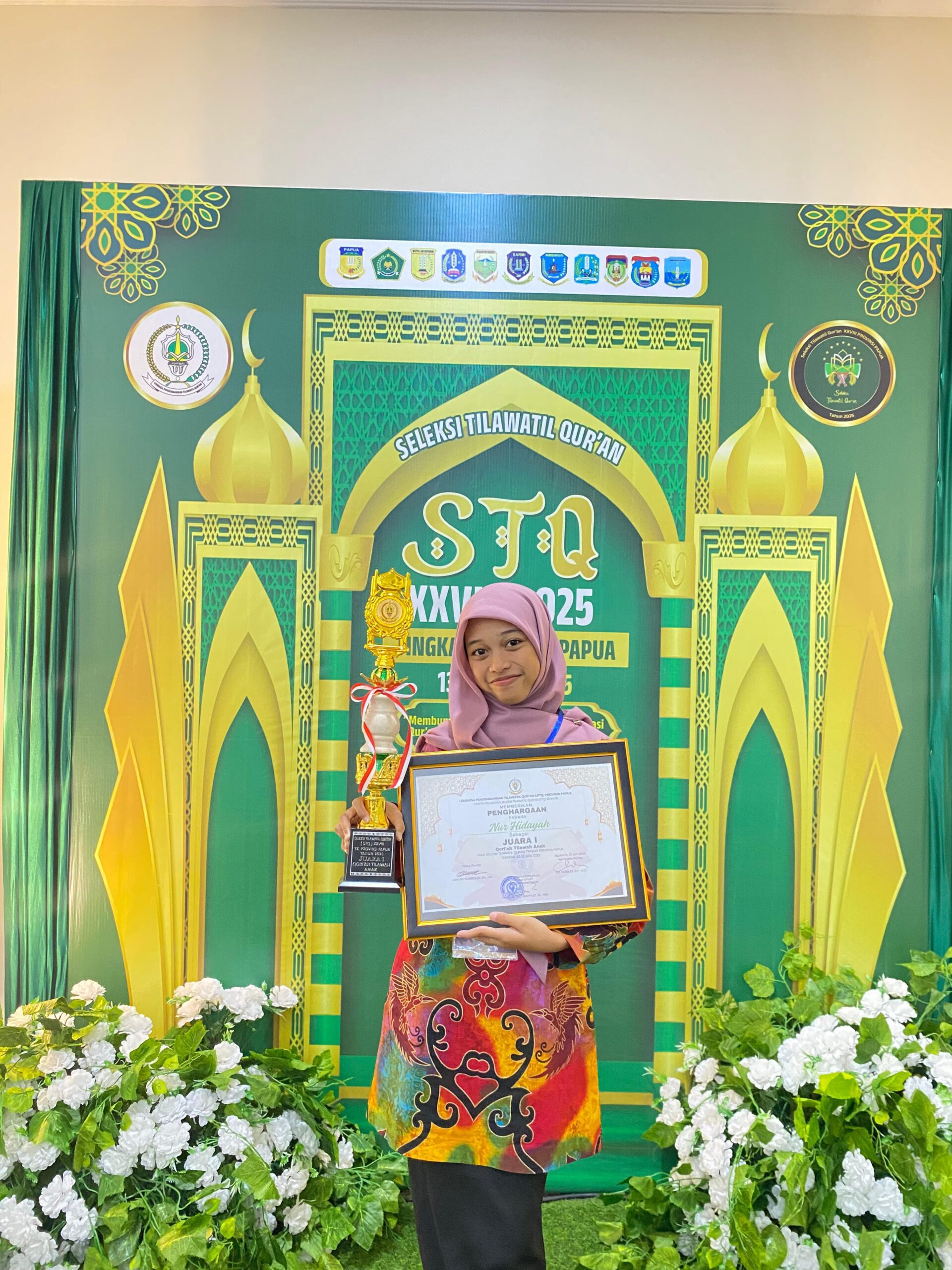 JUARA I QORI'AH TILAWAH ANAK PADA SELEKSI Tilawatil Qur'an Ke-XXVIII Tingkat Provinsi Papua 2025.