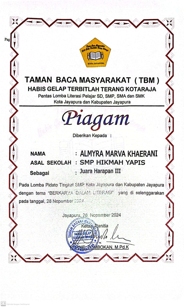 JUARA HARAPAN III LOMBA PIDATO TAHUN 2024